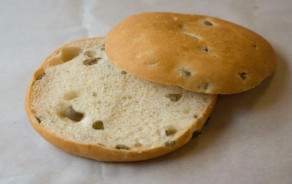 Home-made olive bread bun (for burgers)